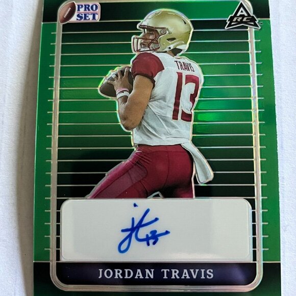 leaf Other - 2023 Leaf Pro Set JORDAN TRAVIS RC Auto 4/5 Prizm Refractor Green FSU Seminoles